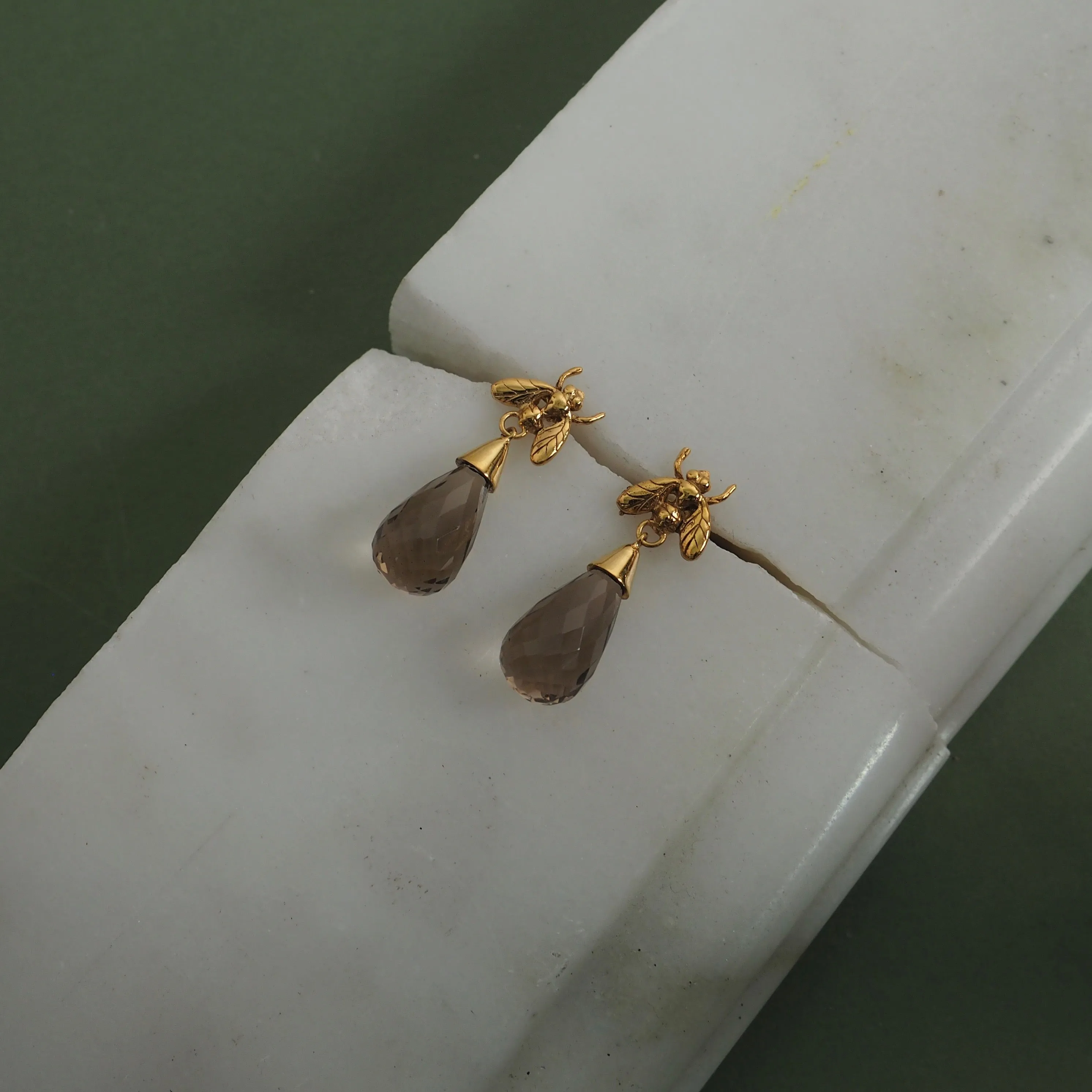 Smokey Quartz Briolette Little Fly Earrings by Yasmin Everley