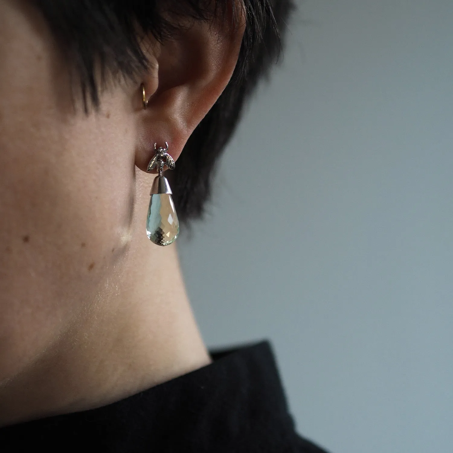 Smokey Quartz Briolette Little Fly Earrings by Yasmin Everley