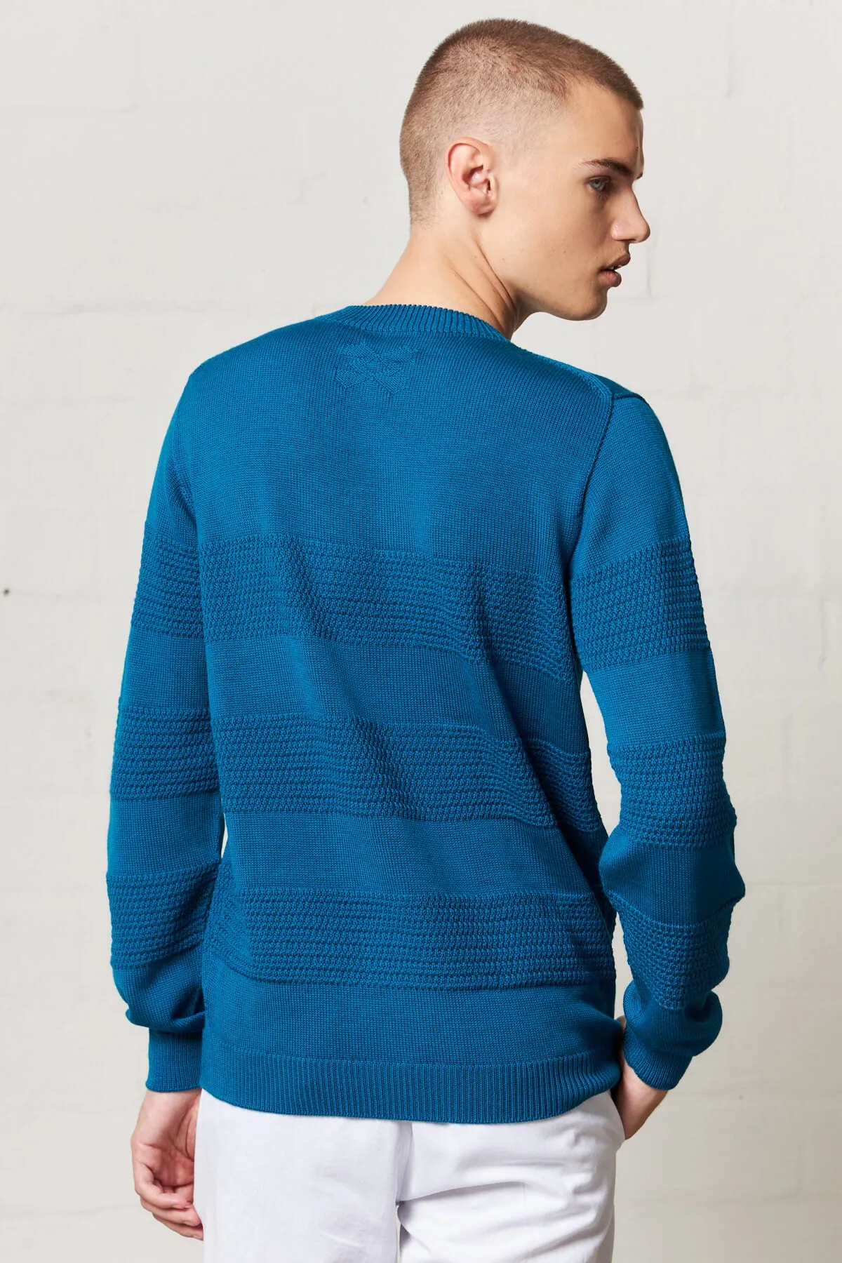 Soft Wool Crew Neck Sweater Blue