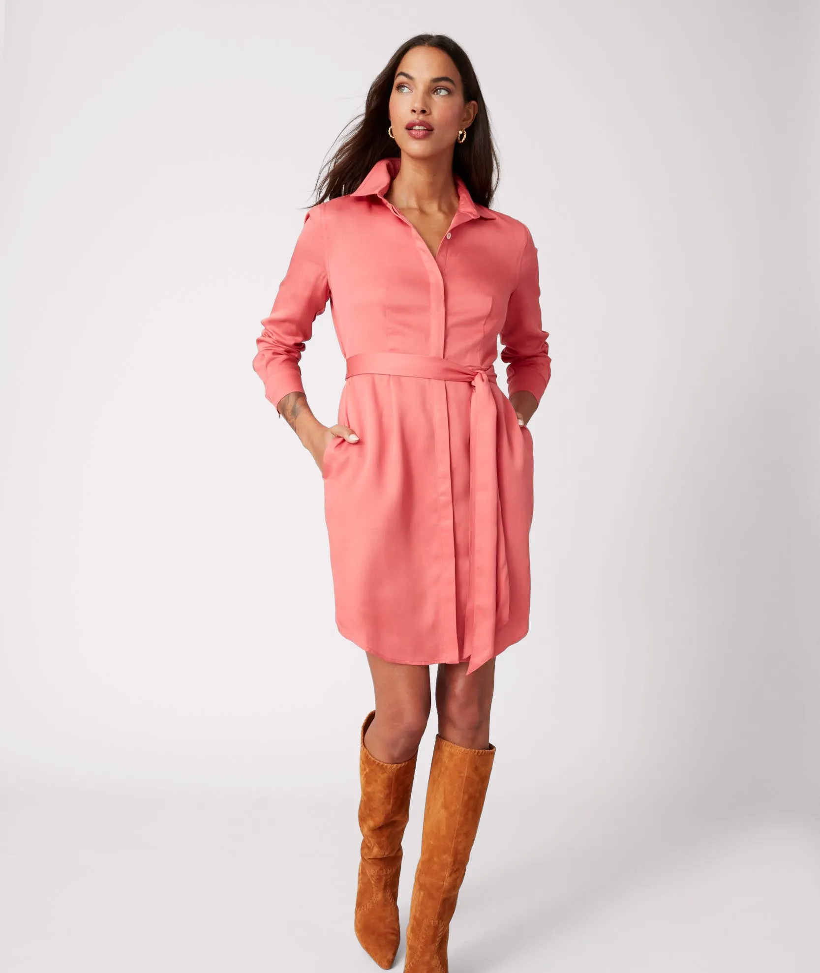 TENCEL Lyocell Belted Felicity Shirtdress