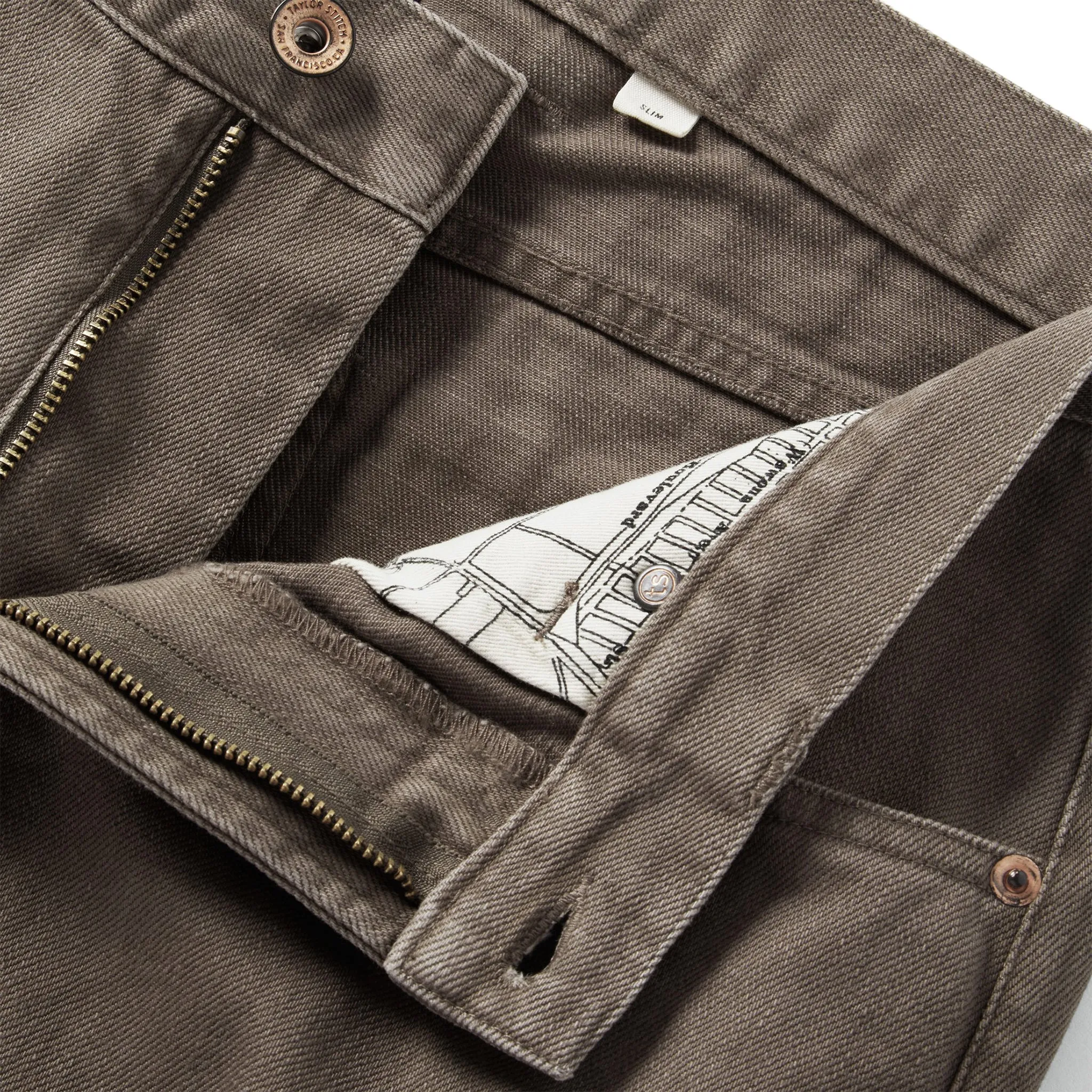 The Democratic All Day Pant in Washed Walnut Selvage