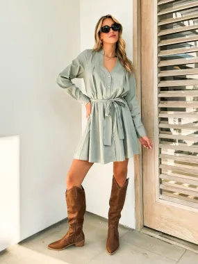 Thyme Mini Dress in Sage