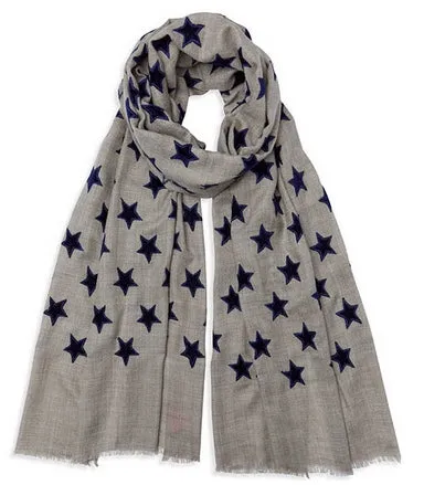 Velvet Star Pashmina - Natural/Navy