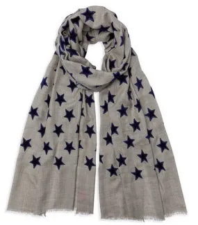 Velvet Star Pashmina - Natural/Navy