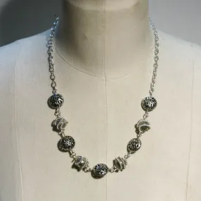 Vintage-Inspired Silver Bead Necklace with Intricate Metalwork