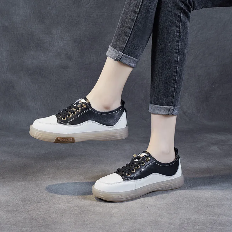 Women Fashion Leather Soft Flat Casual Shoes