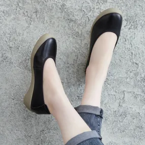 Women Handmade Leather Wedge Pumps