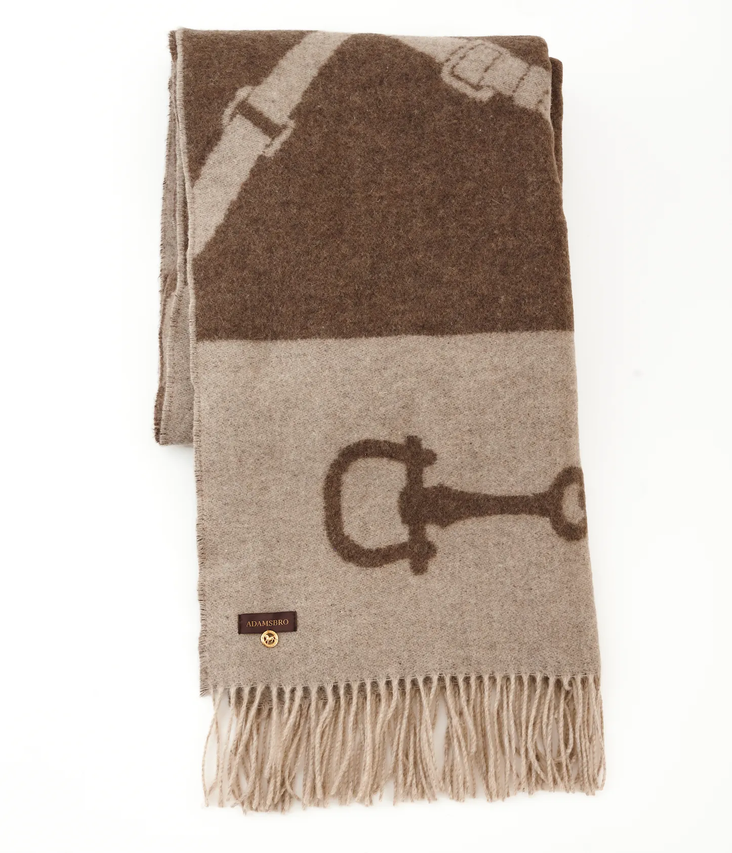 Wool Cashmere Throw Mud & Beige