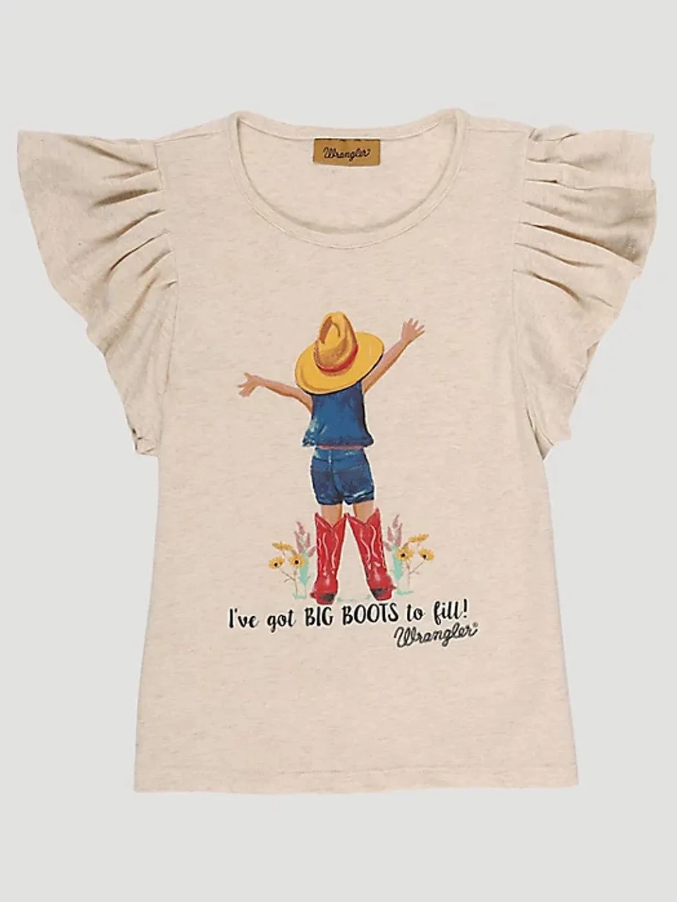 Wrangler Girls Big Boots Tee Ruffled Sleeve